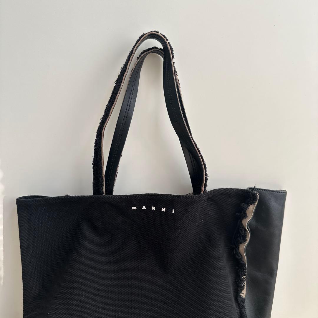 MARNIマルニ　MUSEO SOFT LARGE レザー×キャンバス　トート