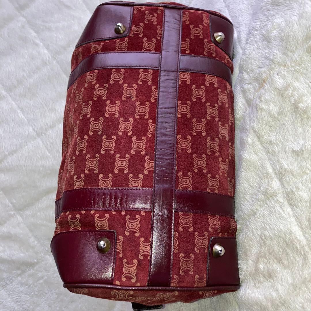 セリーヌ　ミニボストンバック　トリオンフ　馬車ロゴ　スエード／レザー　ボルドー