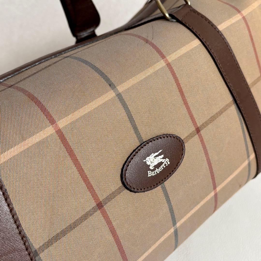 【良品】【バーバリー】ボストンバッグ 旅行カバン 玉虫色 チェック