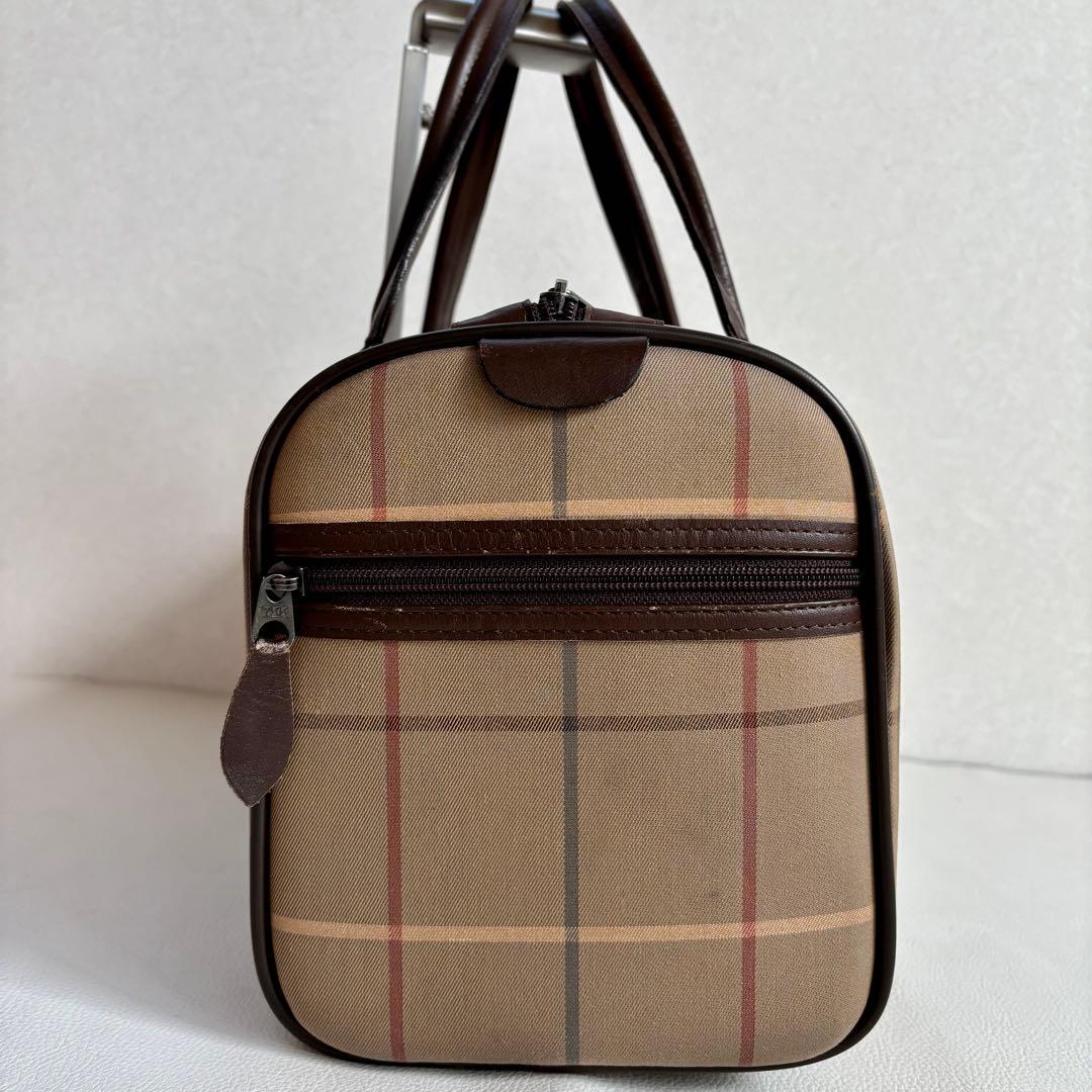 【良品】【バーバリー】ボストンバッグ 旅行カバン 玉虫色 チェック