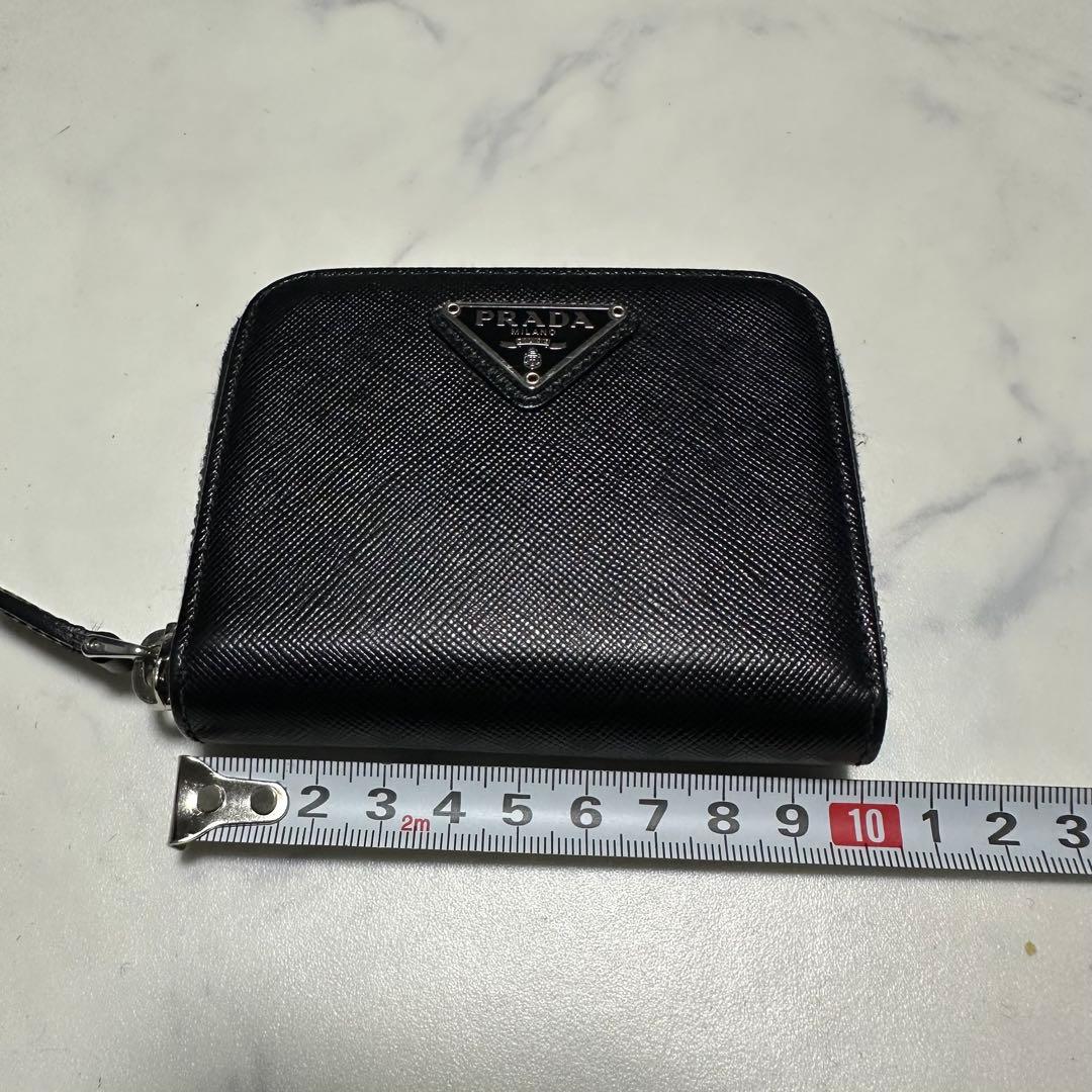 極美品　プラダPRADA サフィアーノレザー　トライアングルロゴ　ケース黒