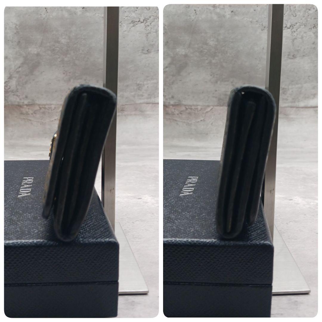 ✨美品✨ プラダ マドラス 編み込み 三角ロゴ レザー Wホック フラップ長財布