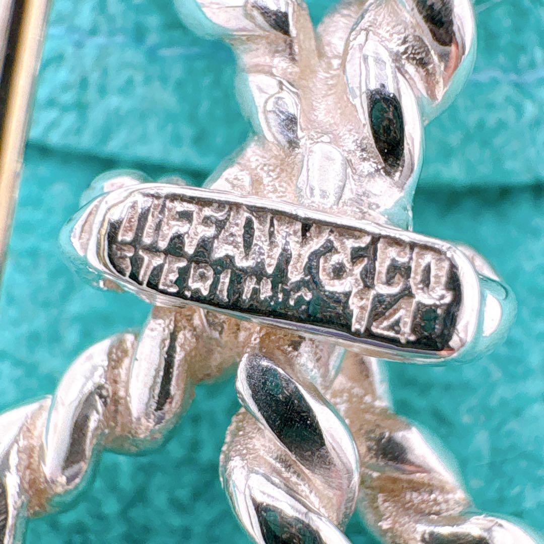 極美品 オールドティファニー ツイストリボン コンビ ブローチ シルバー k14