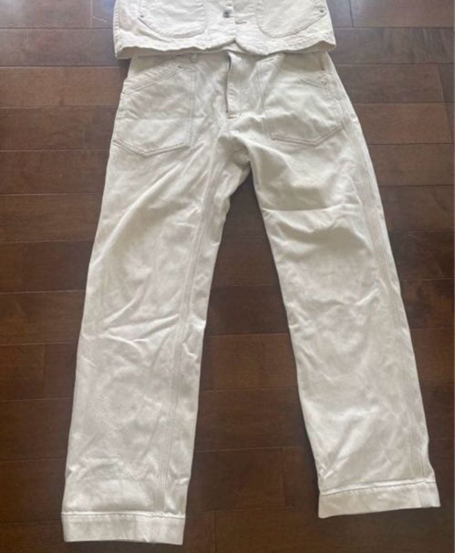 AT-DIRTY アットダーティ　デニムパンツ、ベスト　セットアップ　生成り