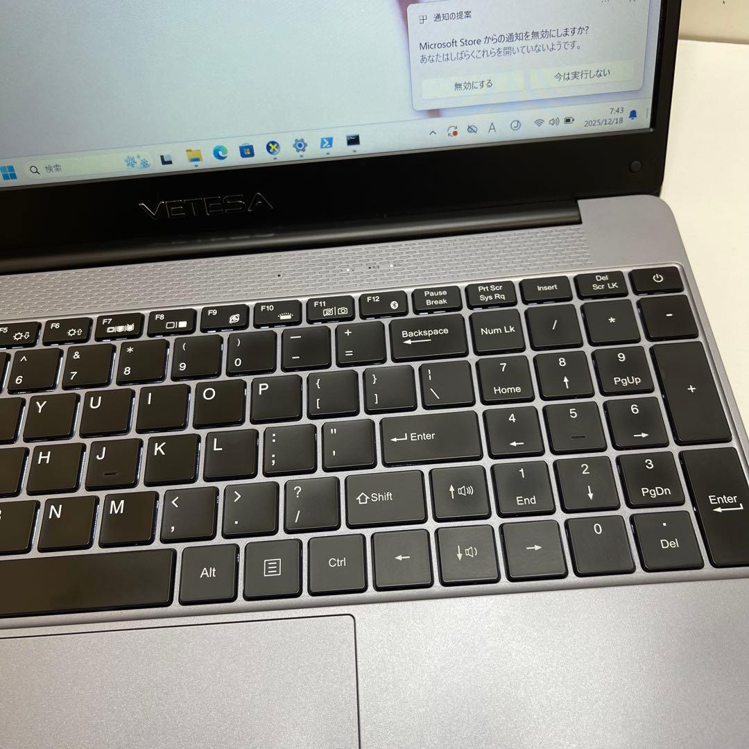 Windowsノート本体 #630 VETESA Win11 i5-7410HQ 8GB SSD512GB