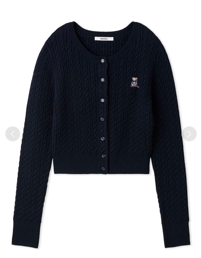 SNIDEL リボンベアニットカーディガン NVY
