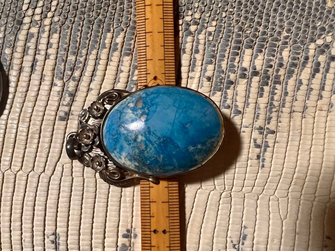 オバール型 ターコイズ ペンダントトップsilver925 花宝飾デザイン