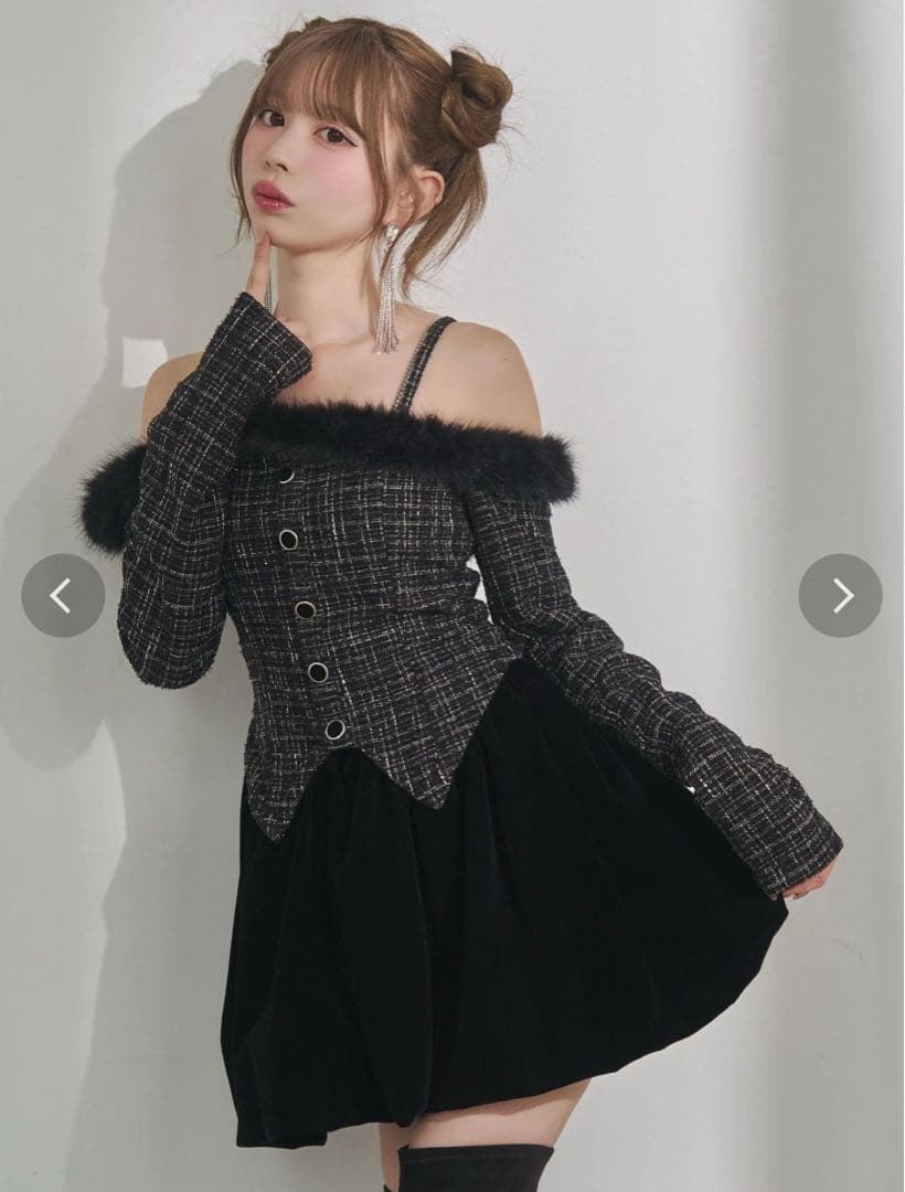 EATME ビジューストラップミニワンピース ブラック