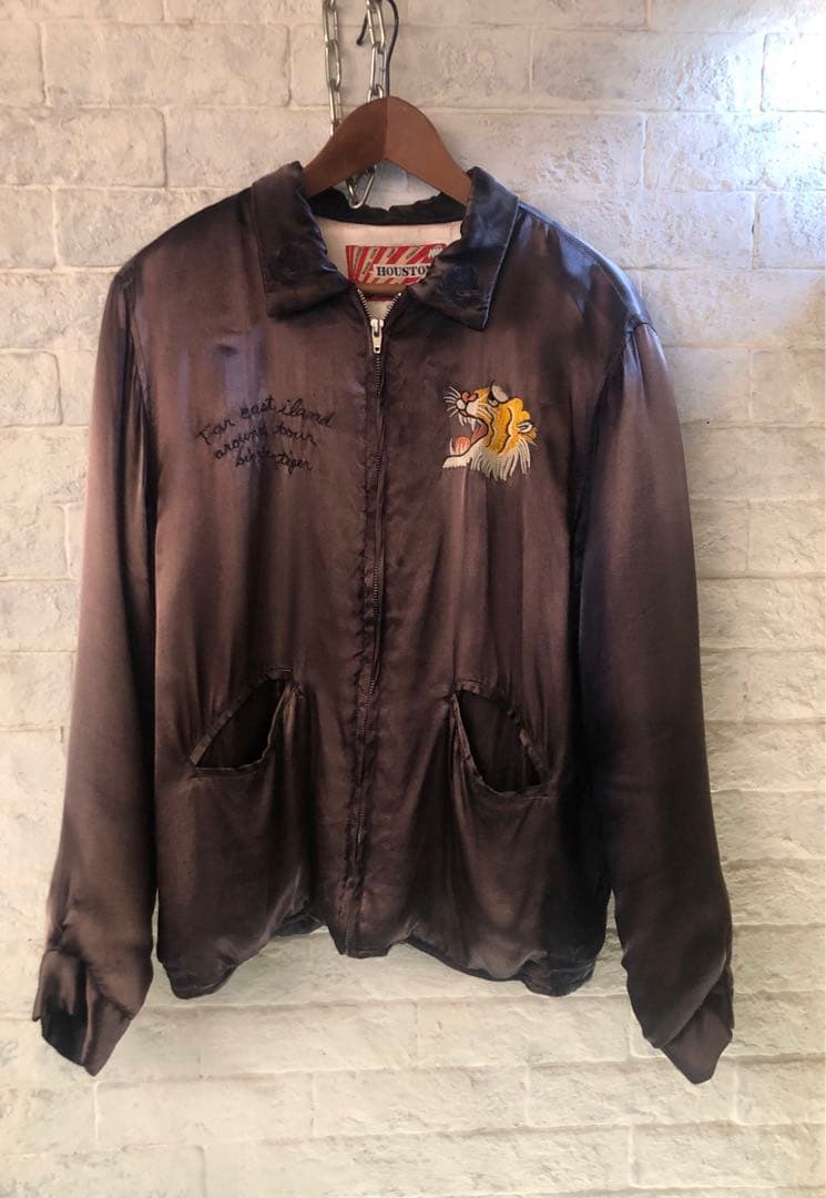 HOUSTON スカジャン Mサイズ 虎 富士山　エイジング