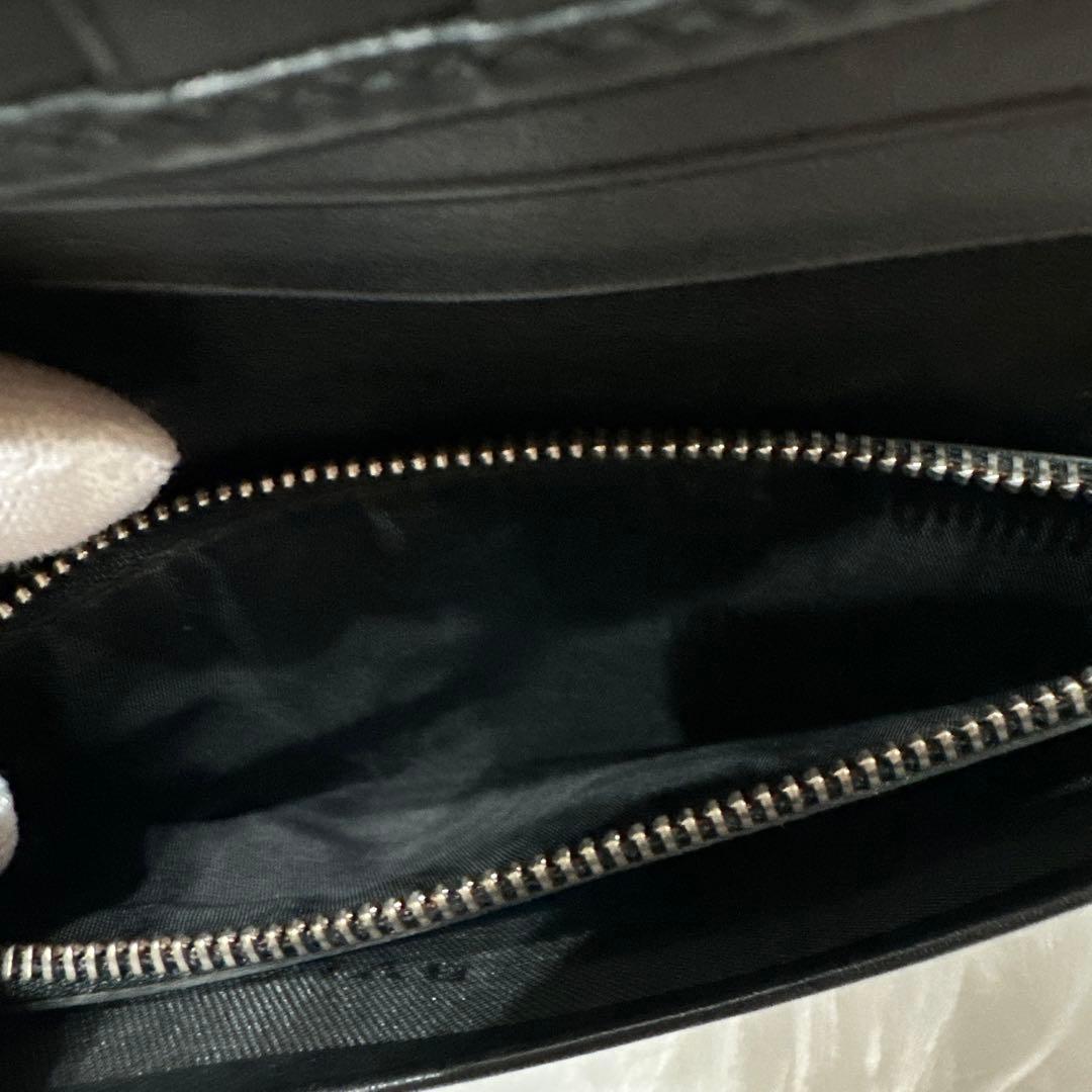 【美品】BVLGARI ヘリンボーン長財布 ダークグレー PVC ウィークエンド