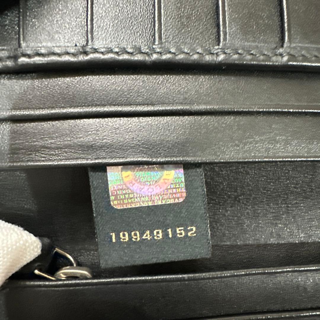 【美品】BVLGARI ヘリンボーン長財布 ダークグレー PVC ウィークエンド