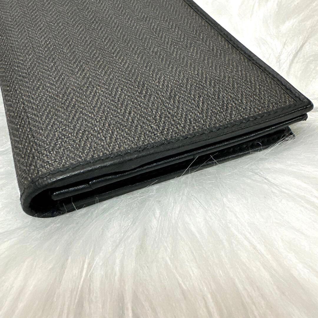 【美品】BVLGARI ヘリンボーン長財布 ダークグレー PVC ウィークエンド