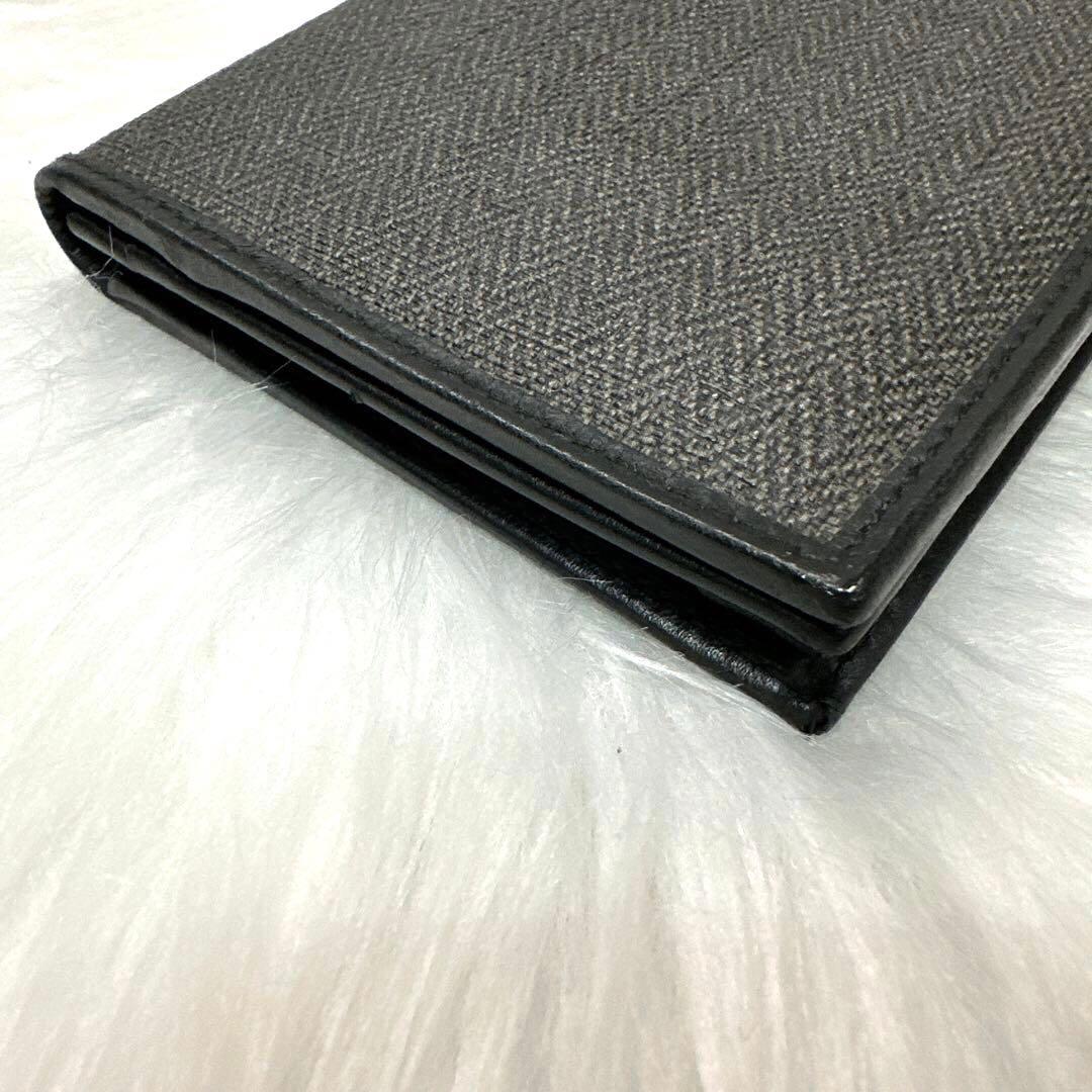 【美品】BVLGARI ヘリンボーン長財布 ダークグレー PVC ウィークエンド