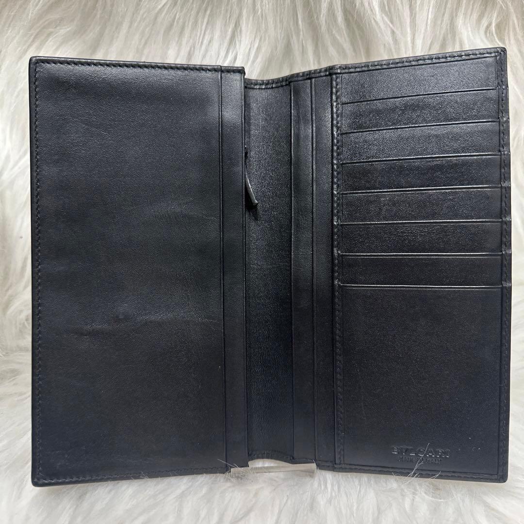 【美品】BVLGARI ヘリンボーン長財布 ダークグレー PVC ウィークエンド