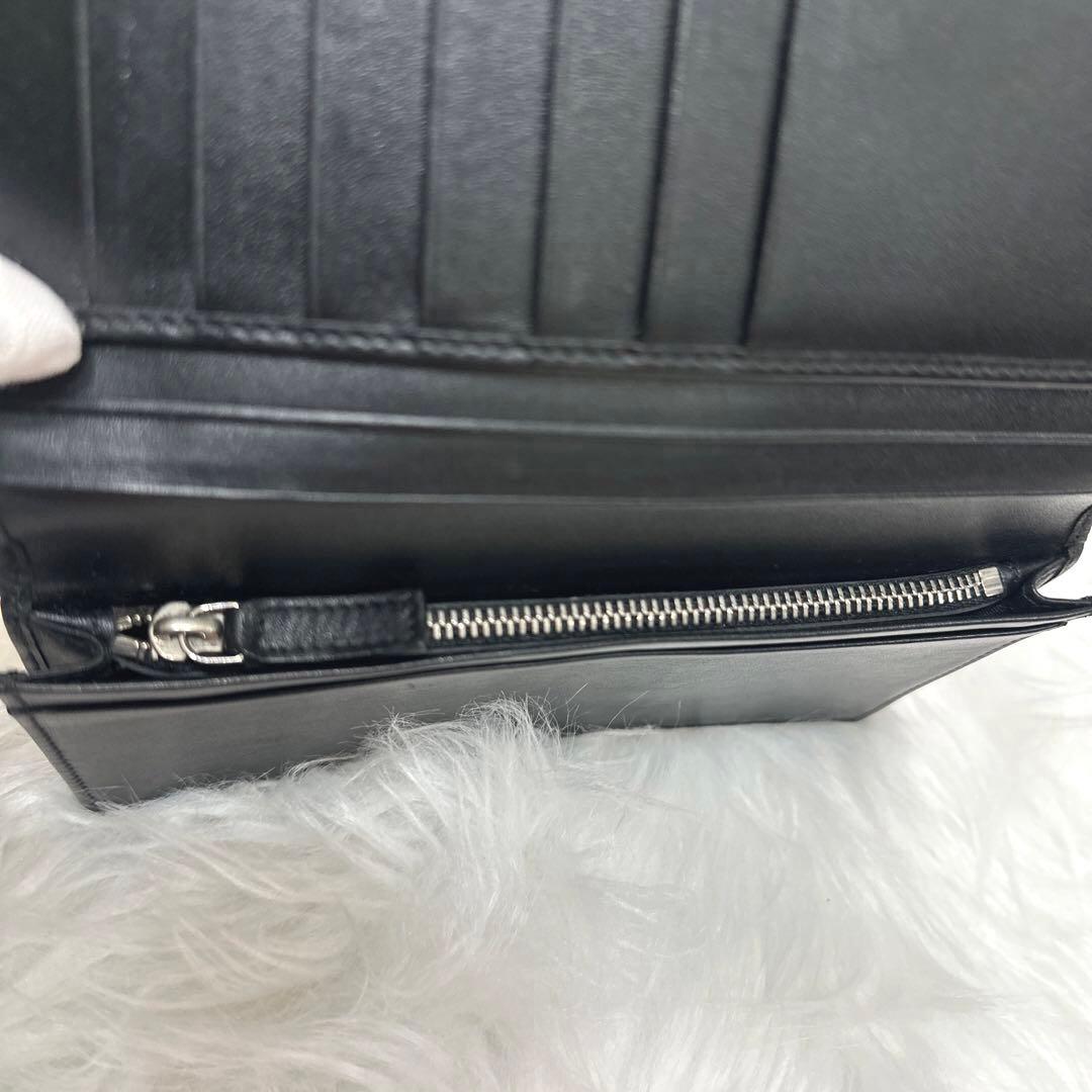 【美品】BVLGARI ヘリンボーン長財布 ダークグレー PVC ウィークエンド