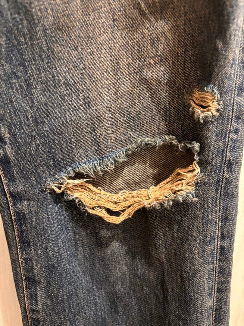 MOUSSY KNEE SLIT WIDE STRAIGHT ダークブルー