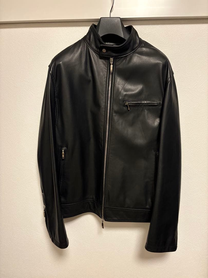 SILENCE サイレンス ゴートレザー シングルライダースジャケット 50 黒