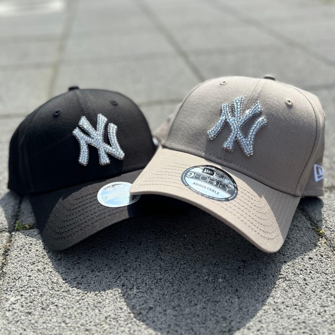 【セット割あり】NewEra ベージュキャップデコ9FORTYキラキラニューエラ