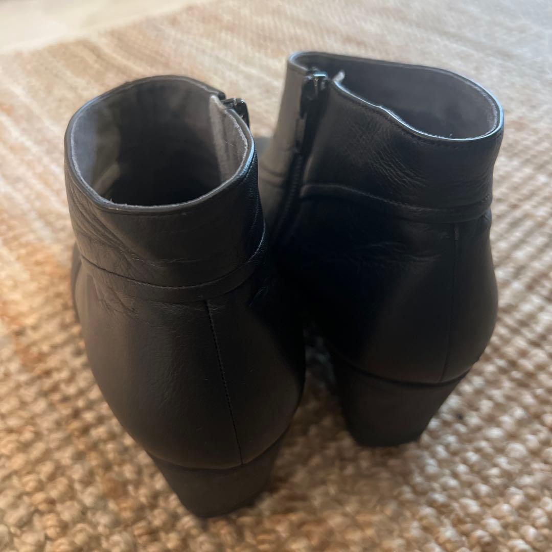 Pedala ぺダラ　レザーブーツ　内側サイドファスナー　24.5㎝　ブラック黒