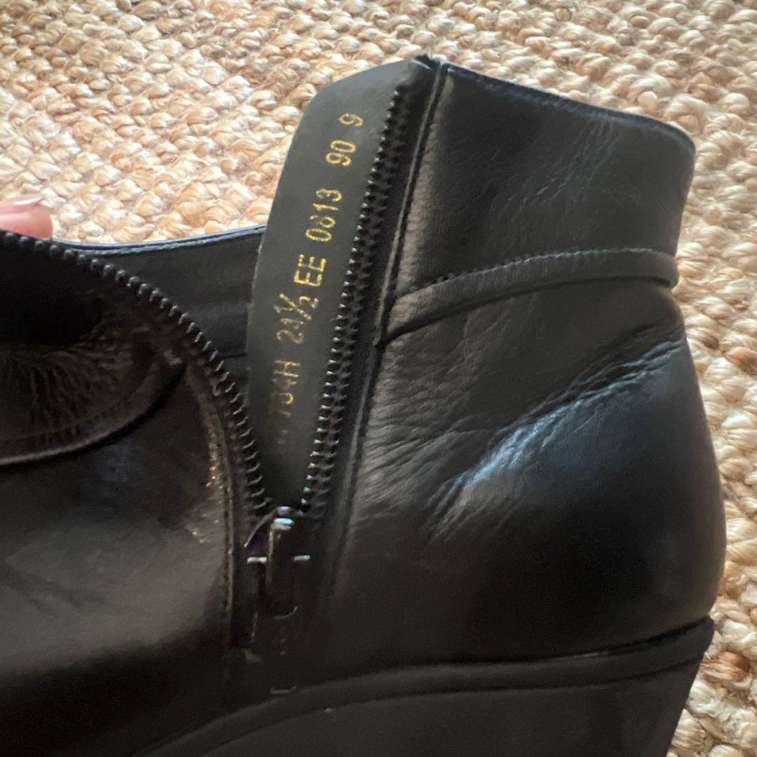 Pedala ぺダラ　レザーブーツ　内側サイドファスナー　24.5㎝　ブラック黒