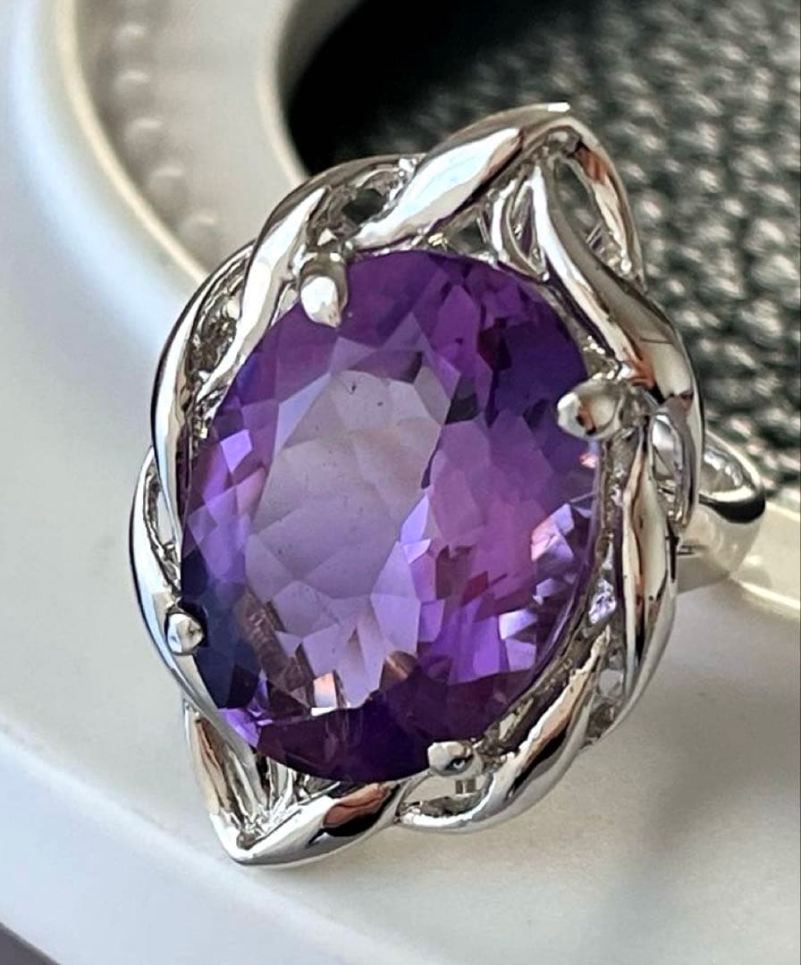 Mary様天然アメジスト 10ctSILVERヴィンテージリングB113