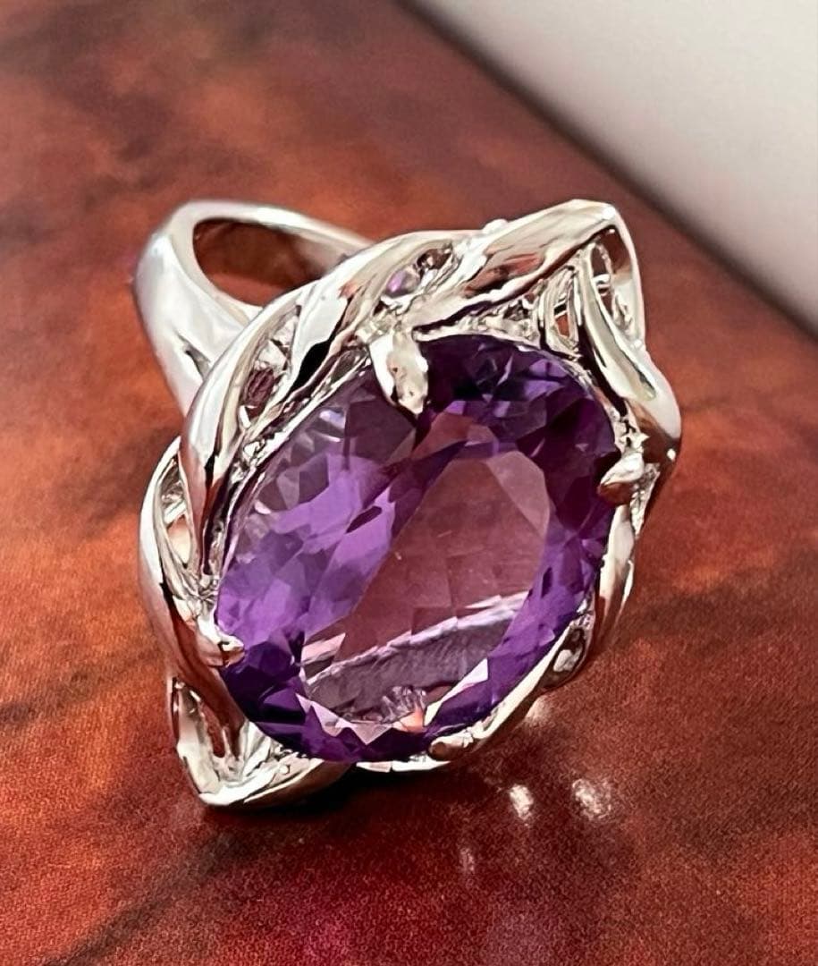 Mary様天然アメジスト 10ctSILVERヴィンテージリングB113