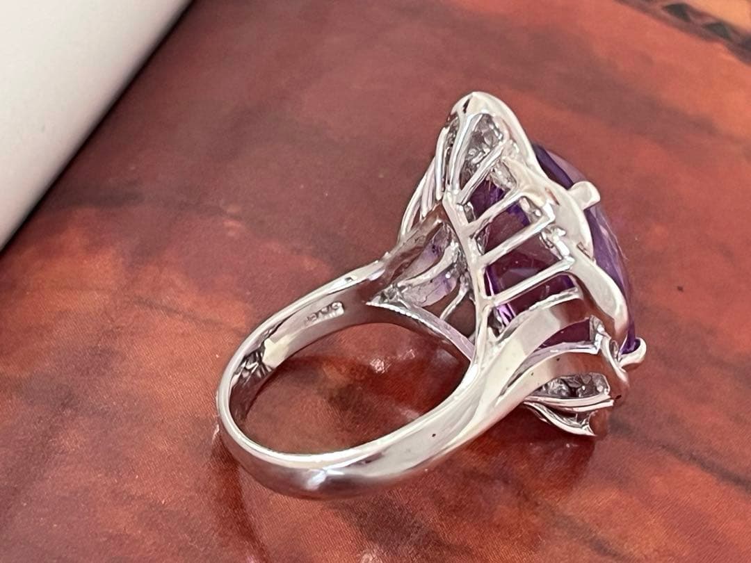 Mary様天然アメジスト 10ctSILVERヴィンテージリングB113