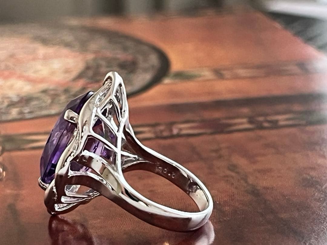 Mary様天然アメジスト 10ctSILVERヴィンテージリングB113