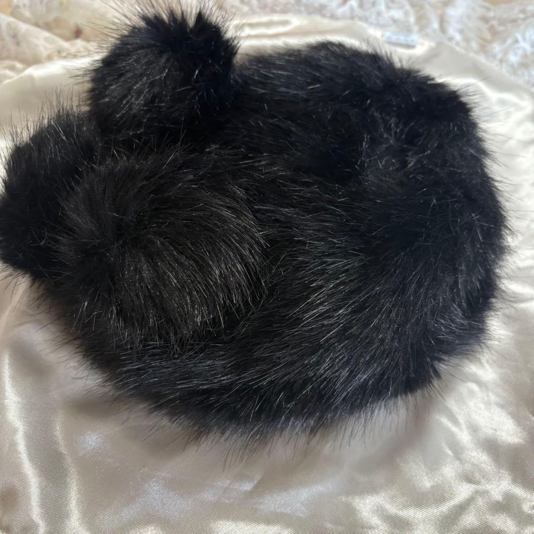 COMME des GARCONS GIRL ブラック　 ファー 　ハンドバッグ