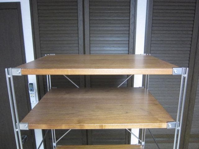 MUJI /無印良品　ステンレスユニットシェルフ　ウォールナット材棚セット・大