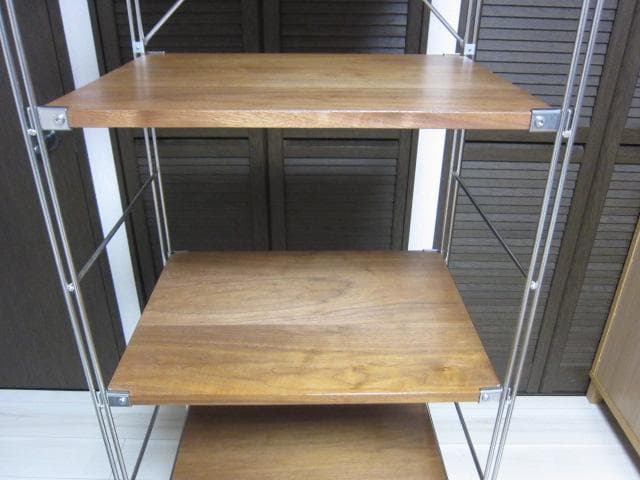 MUJI /無印良品　ステンレスユニットシェルフ　ウォールナット材棚セット・大