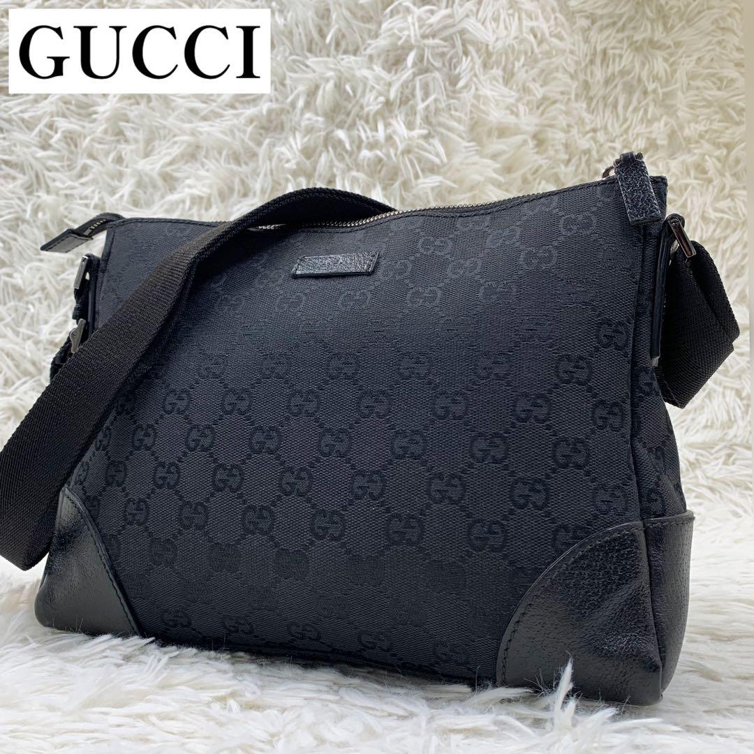 【✨極美品✨】グッチ ショルダーバッグ GGキャンバス ブラック