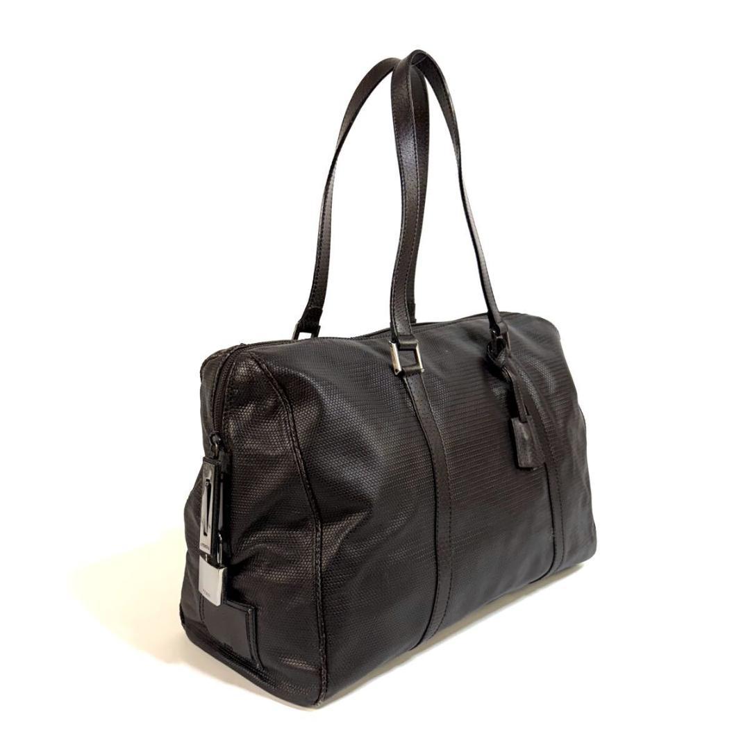 美品 FENDI レザー 大容量 ボストンバッグ ブラウン イタリア製 カデナ付