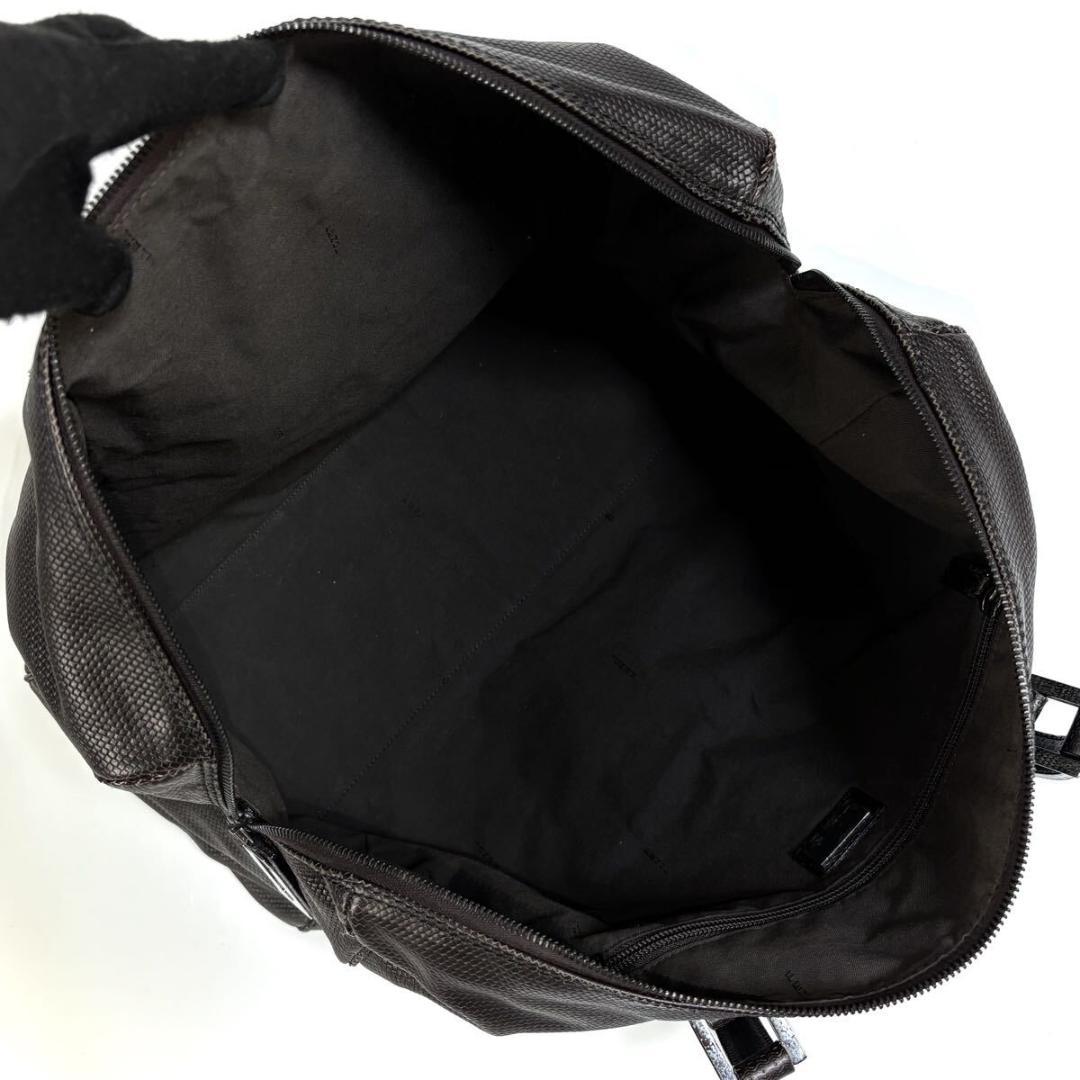 美品 FENDI レザー 大容量 ボストンバッグ ブラウン イタリア製 カデナ付