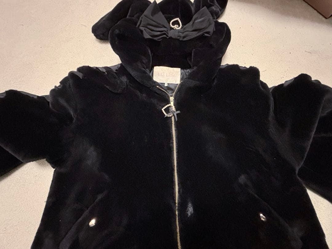 LIZLISA リボンうさみみファーブルゾン ブラック