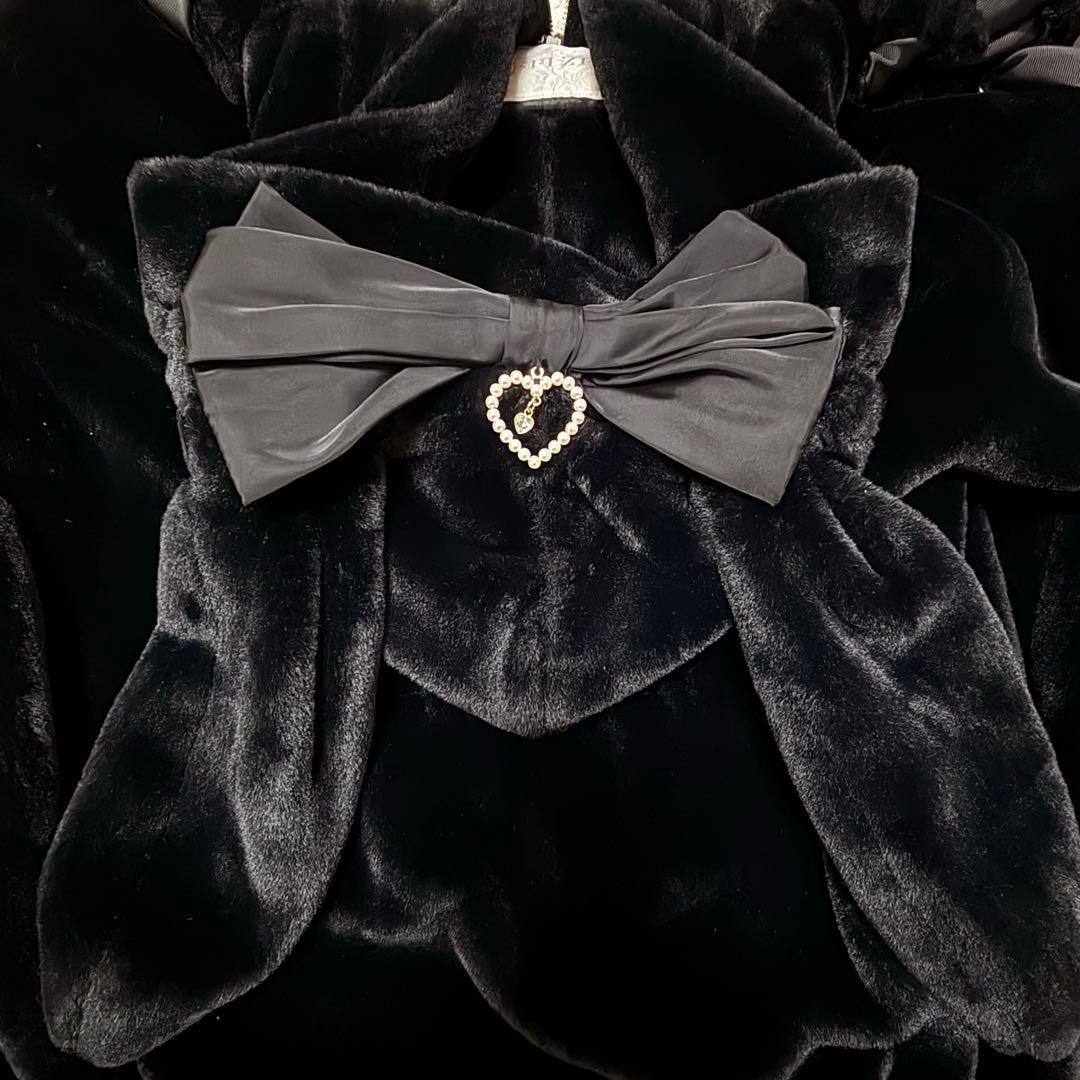 LIZLISA リボンうさみみファーブルゾン ブラック