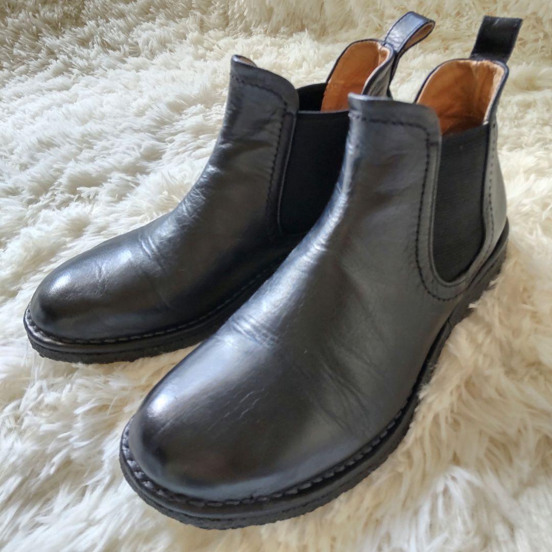 Saya サヤ　プラット製法ブーツ　本革　黒　ブラック　23.5