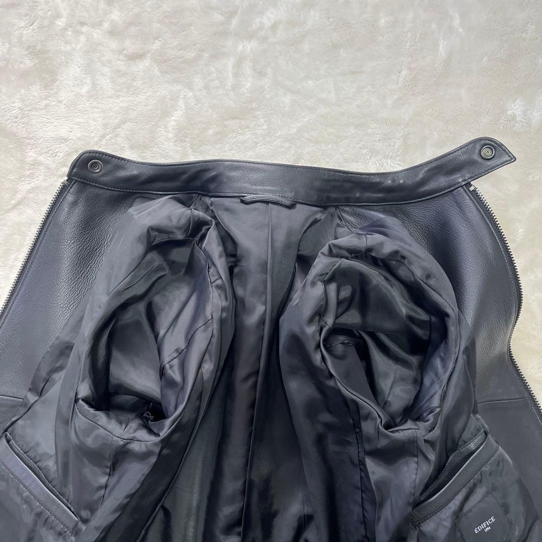 極美品✨エディフィス　ラムレザー　羊革　シングルライダース　M　黒　ダブルジップ