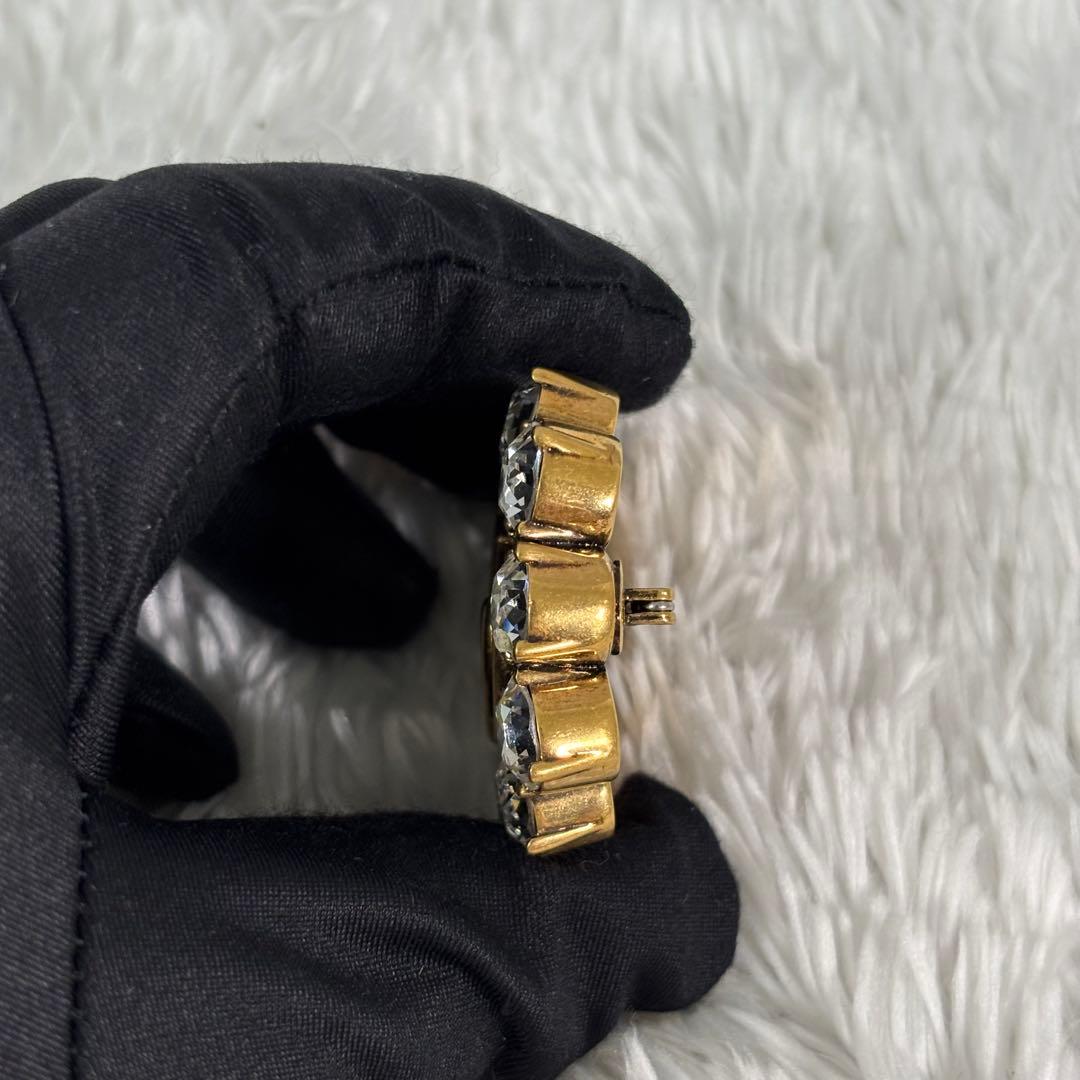 【美品】 グッチ ブローチ クリスタル メタル GG ダブルG シルバー