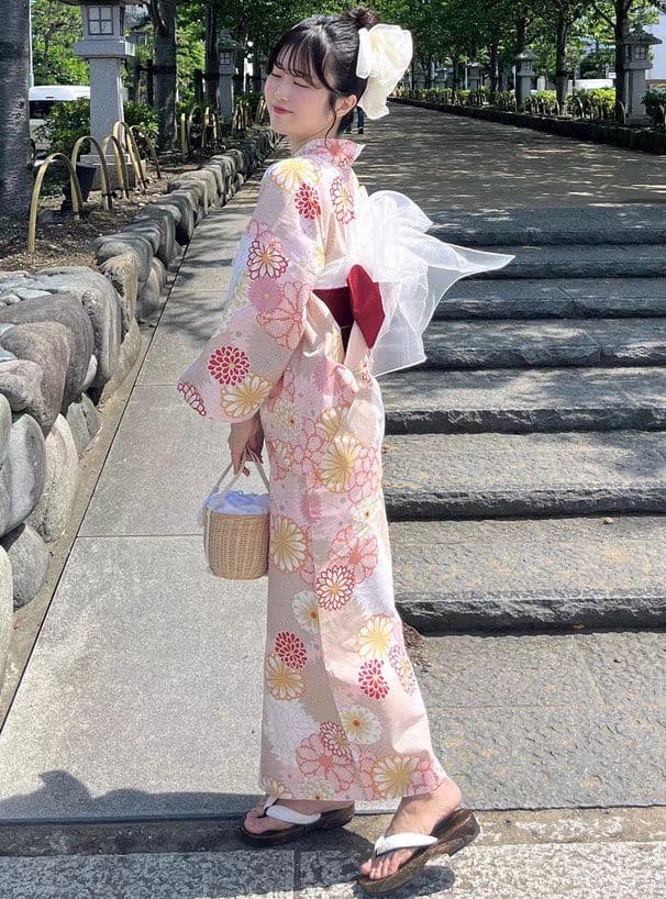 大人気！ピンクロング浴衣✿可愛い花柄で夏デートに最適！