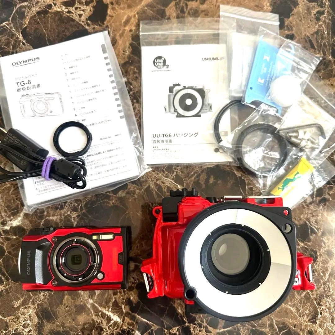 最終日セール❣️OLYMPUS TG-6 水中ハウジングセット レッド赤