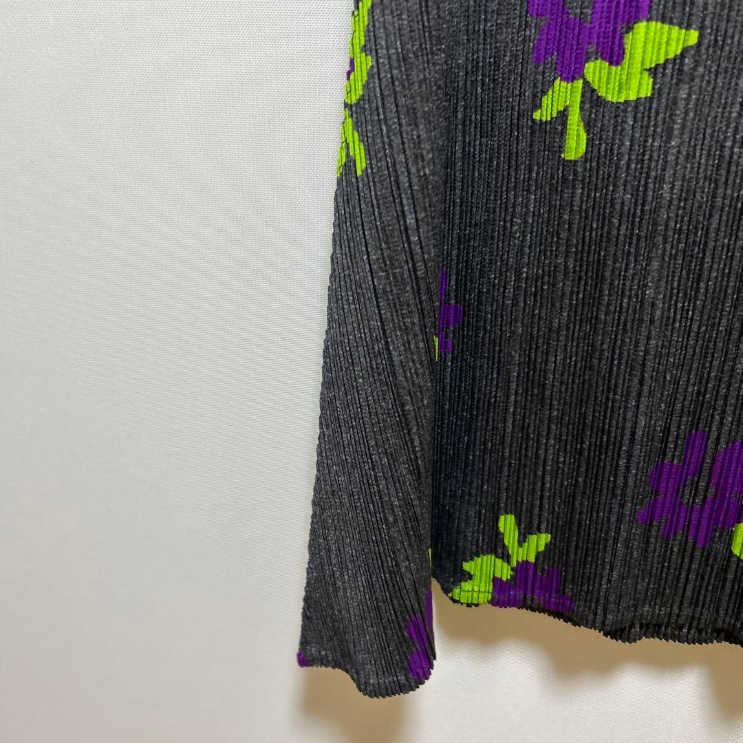 美品　プリーツプリーズ　イッセイミヤケ　プリーツロングスカー花柄