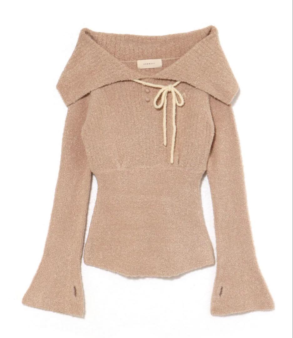 トップス andmary Flora knit tops beige