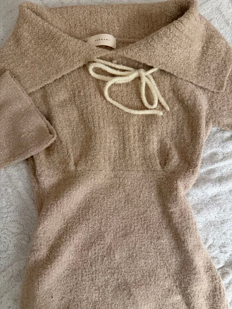 トップス andmary Flora knit tops beige