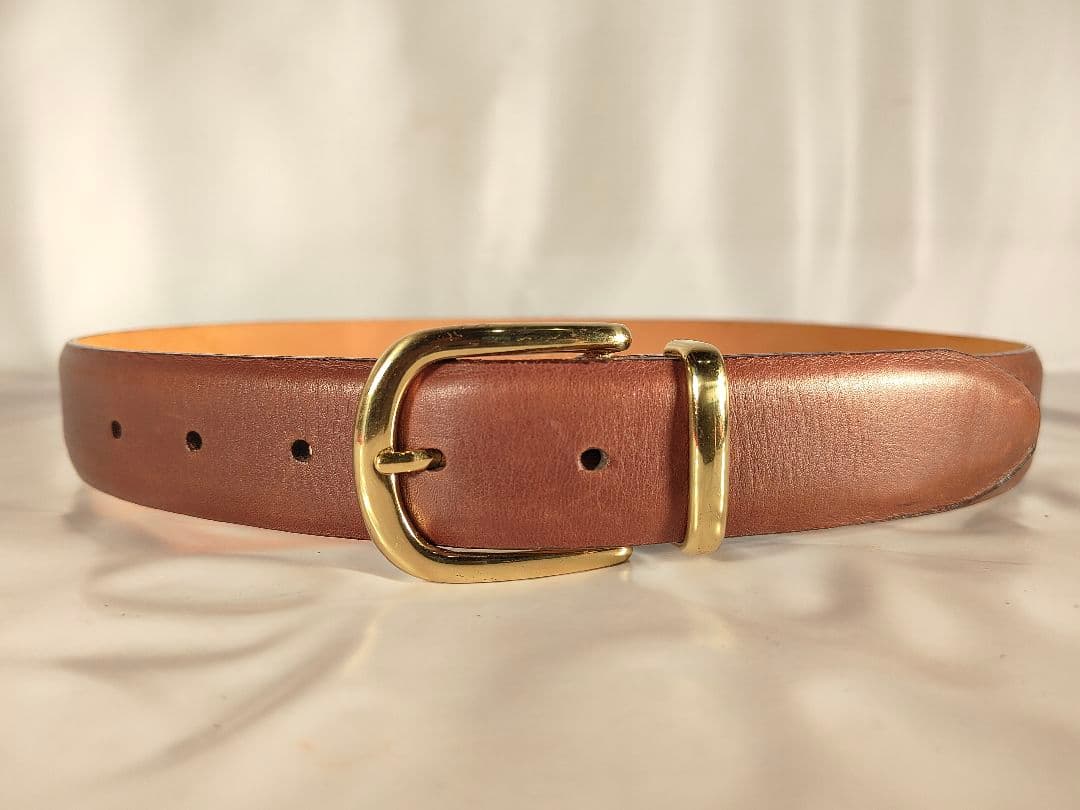 【USA製】Alden オールデン 正規品　高級ドレスベルト　厚艶本革/金真鍮