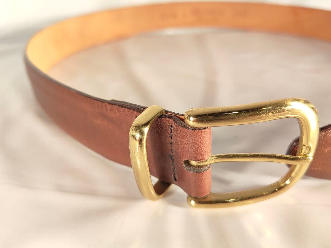 【USA製】Alden オールデン 正規品　高級ドレスベルト　厚艶本革/金真鍮