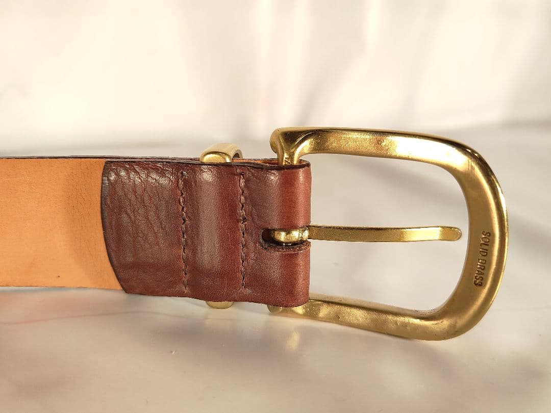 【USA製】Alden オールデン 正規品　高級ドレスベルト　厚艶本革/金真鍮