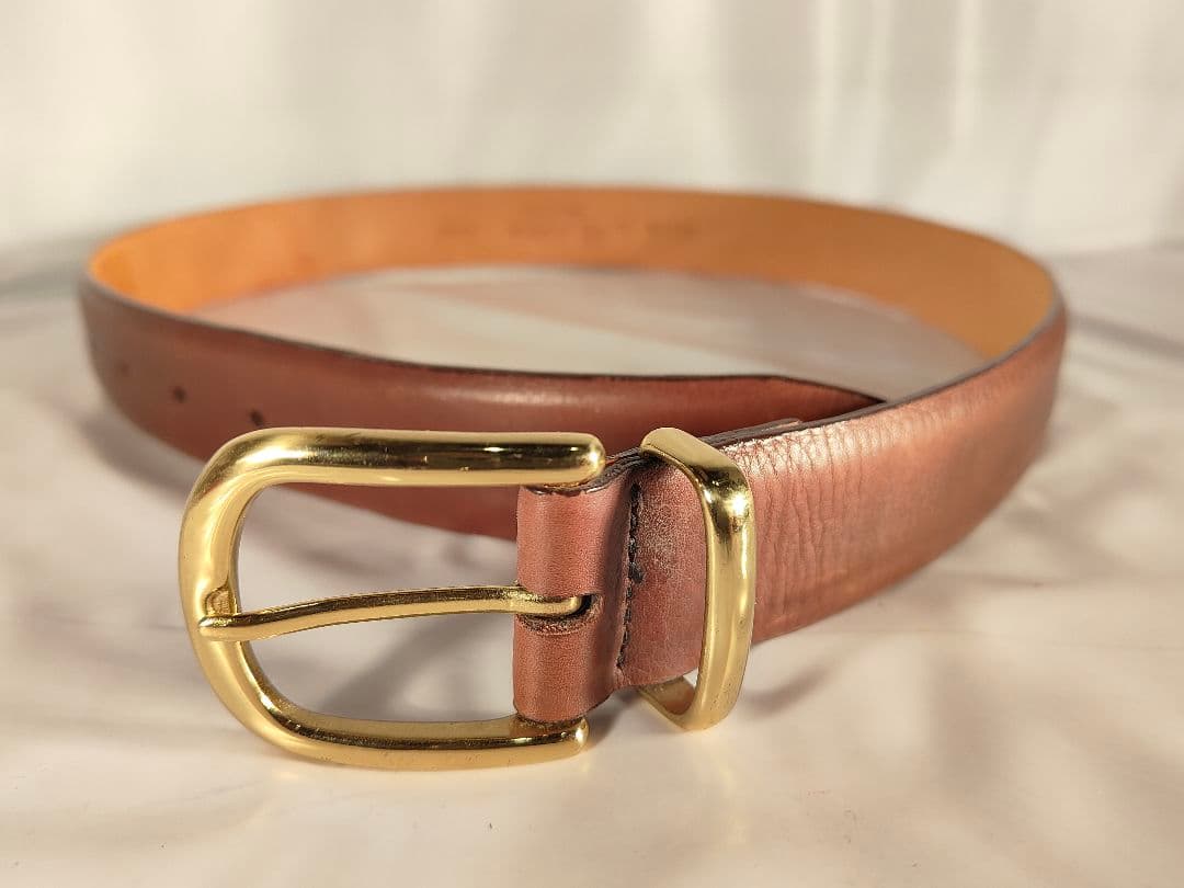 【USA製】Alden オールデン 正規品　高級ドレスベルト　厚艶本革/金真鍮