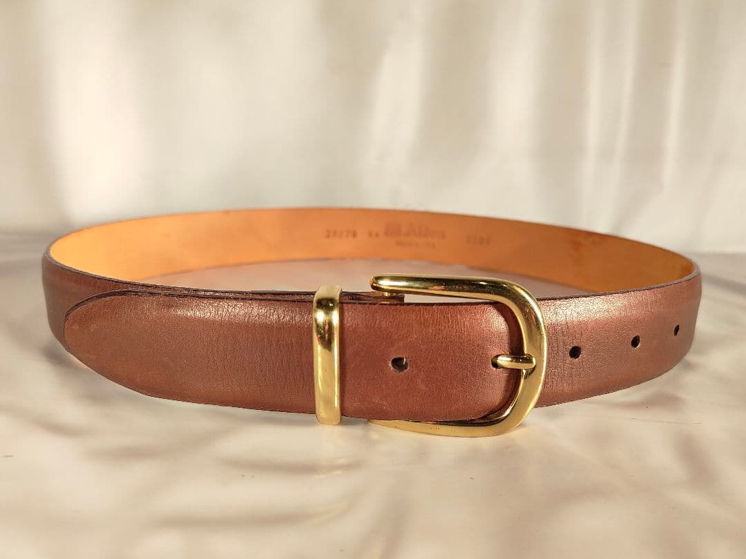 【USA製】Alden オールデン 正規品　高級ドレスベルト　厚艶本革/金真鍮