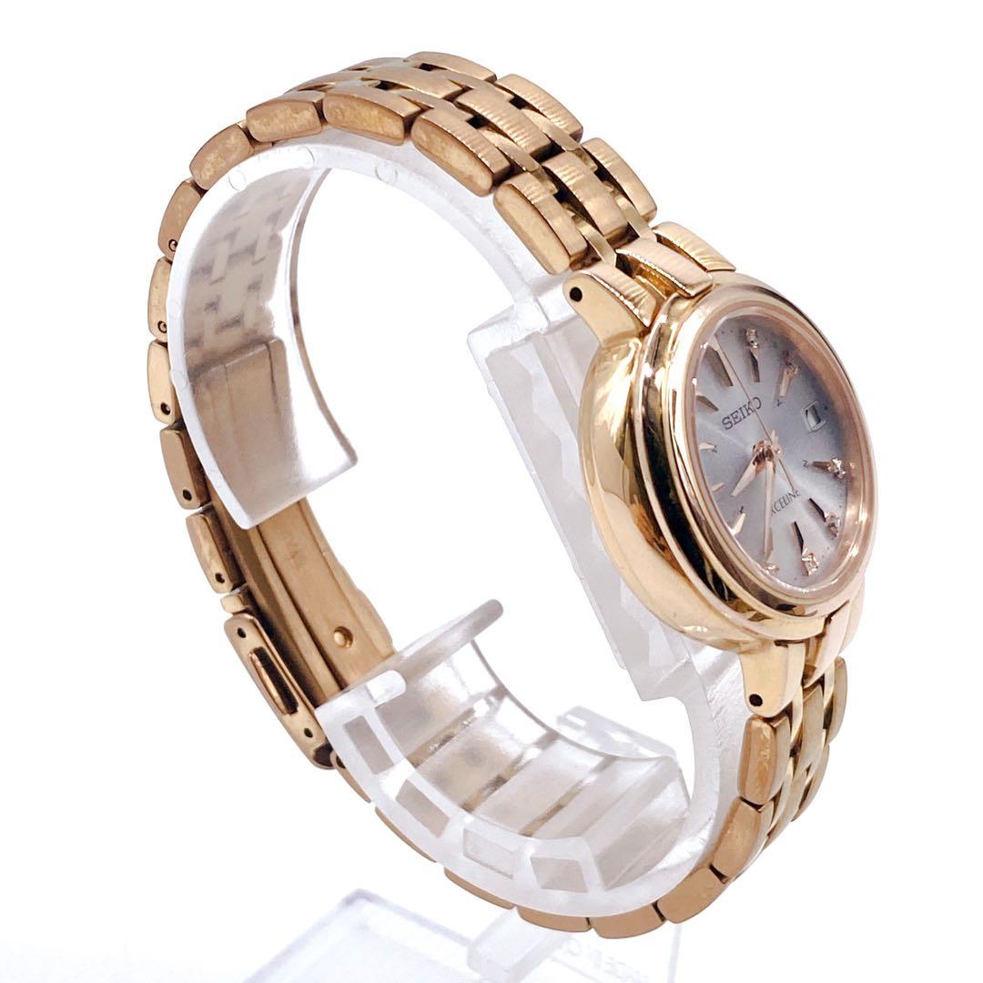 極美品✨ SEIKO EXCELINE 　11pダイヤ　ゴールド 腕時計